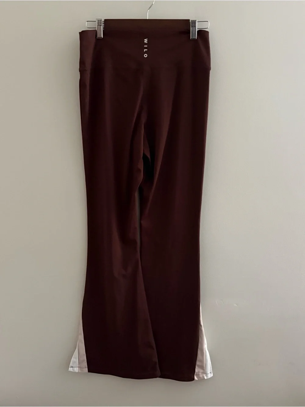 Wilo The Label Large Stretch Flare Leg Leggings Brown Casual Pull On Pants N7